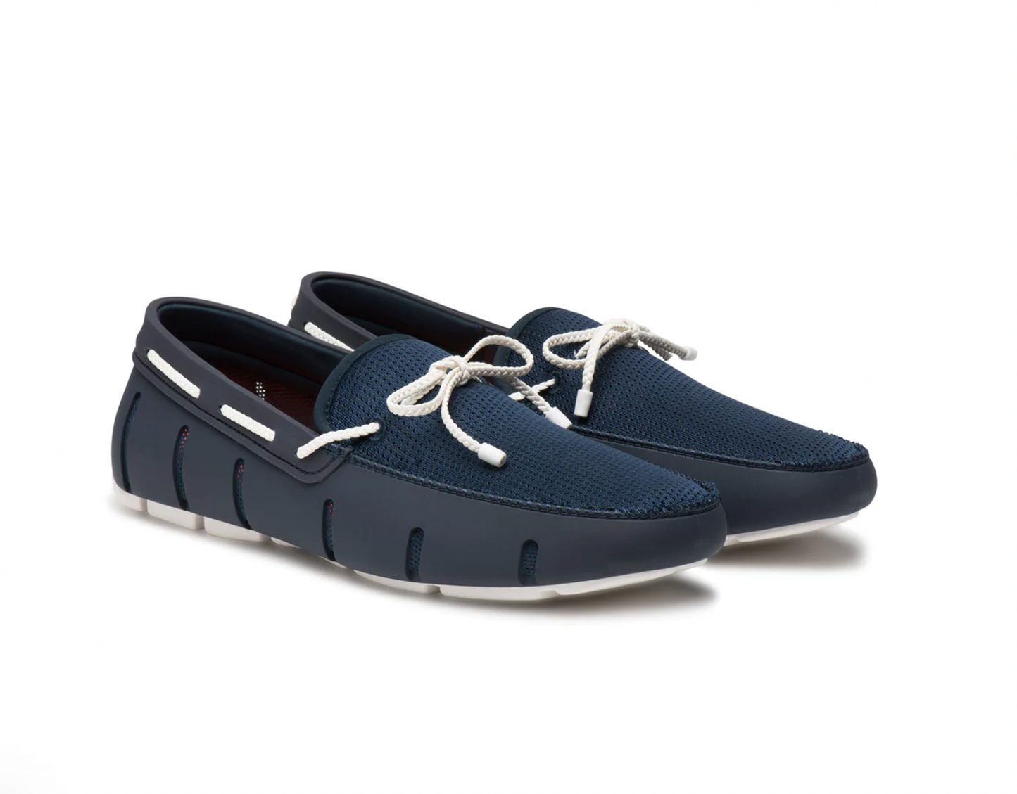 Braided Lace Loafer in Navy White