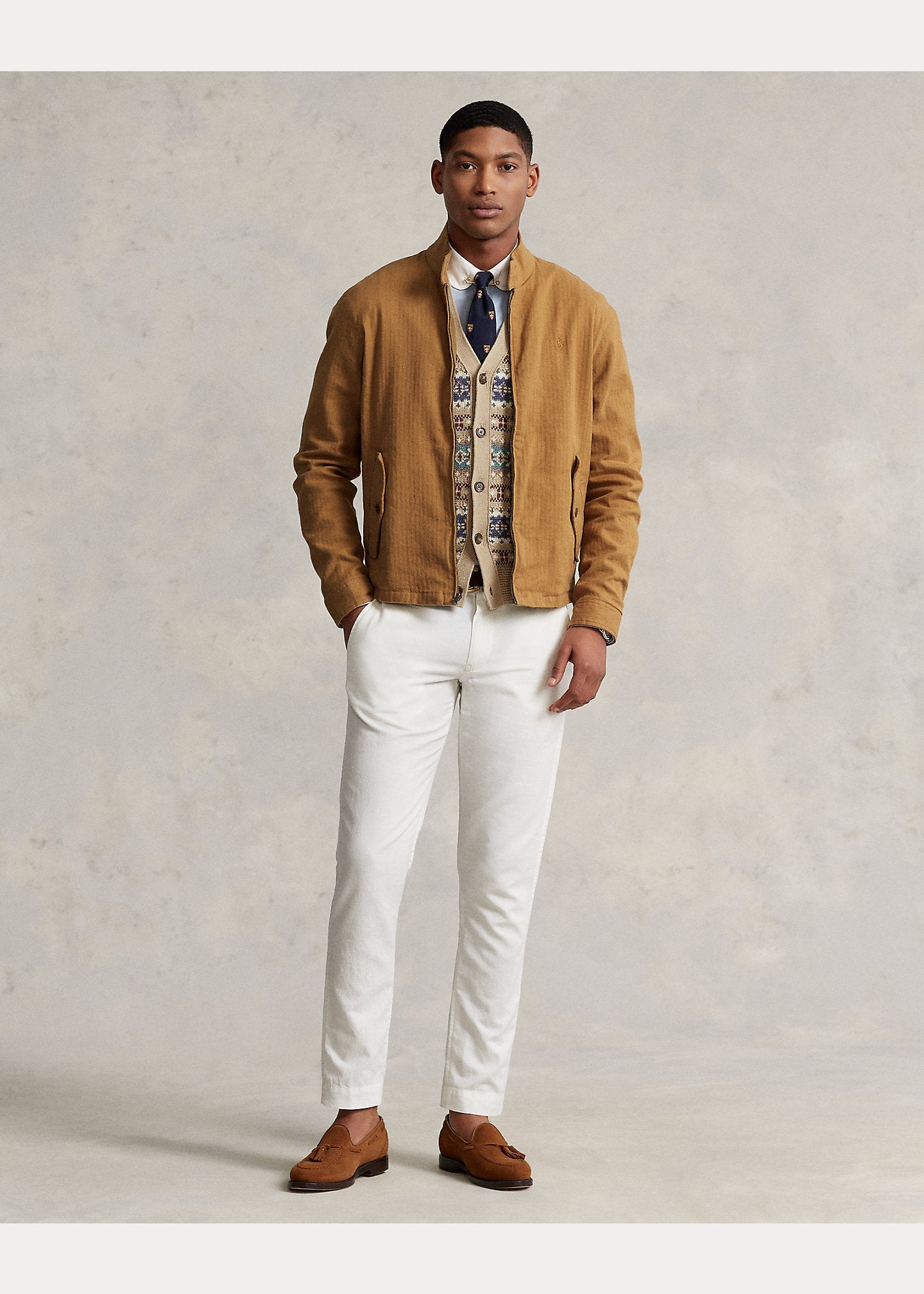 Linen-Blend Herringbone Twill Jacket