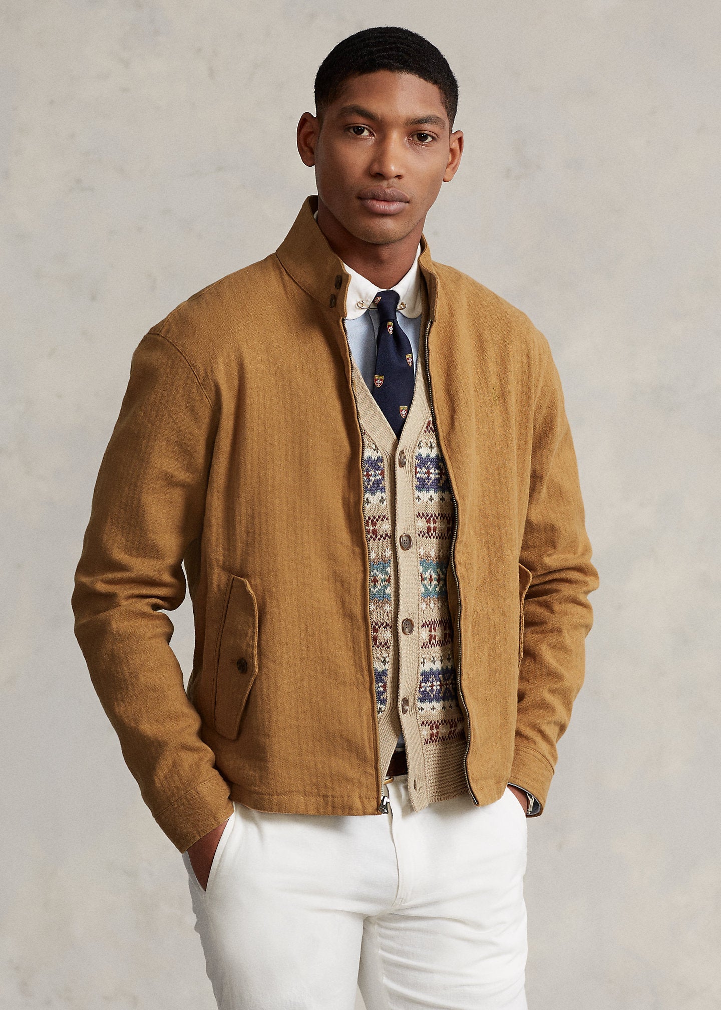 Linen-Blend Herringbone Twill Jacket