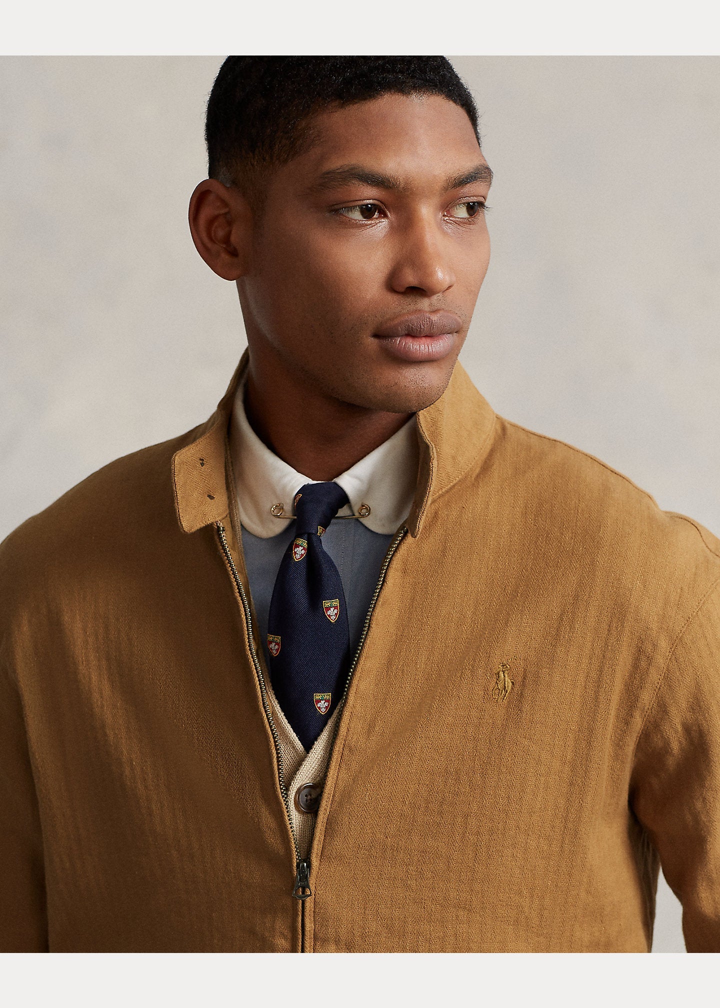 Linen-Blend Herringbone Twill Jacket